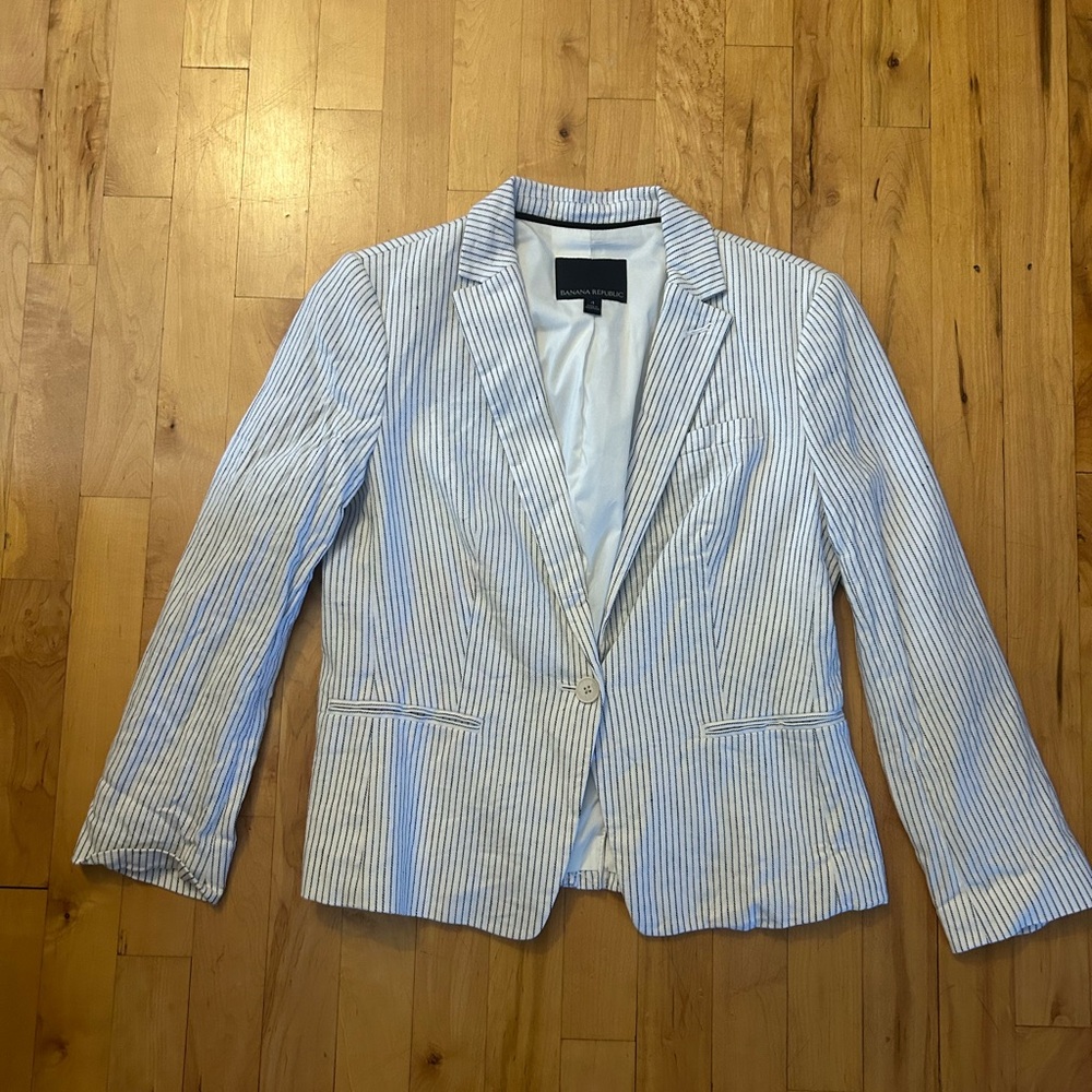 Banana Republic Striped Linen Blazer Size 4